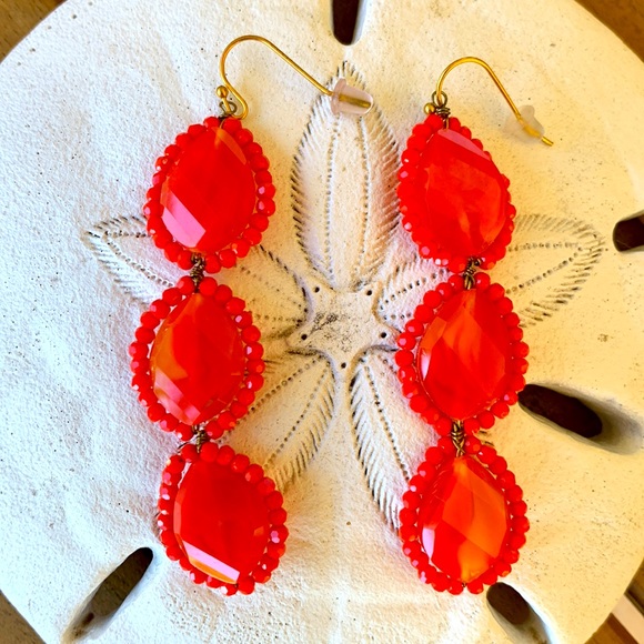Darling red/orange handmade Anthropologie Earrings! - Picture 2 of 5